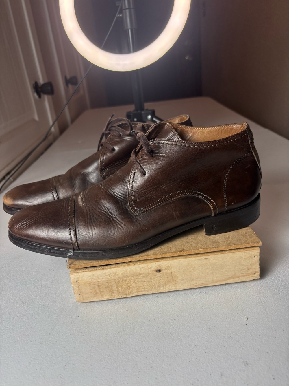 John Varvatos Men's Boots Ago Sz 9 Chukka Shoes Classic Brown Leather used